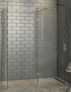 Joseph Miles A10 Frameless Wetroom Panel With Deflector Panel And Minimal Wall Channel - Image