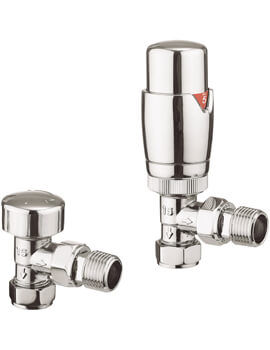 Crosswater Pier 15mm Thermostatic Angled Towel Warmer Valve Chrome - Image