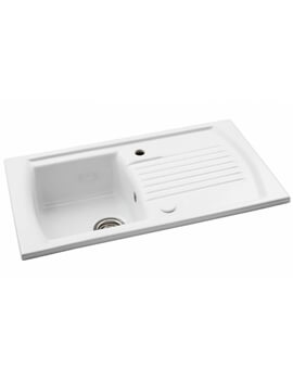 Milford Reversible 1.0 White Ceramic Kitchen Sink Bowl And Drainer
