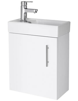 Nuie Vault Gloss White 400mm Single Door Wall Hung Unit With Basin - Image