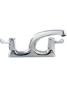 Deva Lever Action Deck Mounted Chrome Sink Mixer Tap With 6 Inch Lever - Image