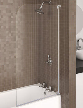 Premier NSSQR2 square Bath Screen with Fixed Panel and Rail Chrome 