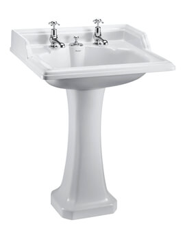 Classic 650mm White Rectangular Invisible Overflow Basin With Pedestal