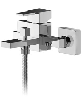 Nuie Sanford Wall Mounted Chrome Bath Shower Mixer Tap With Kit - Image
