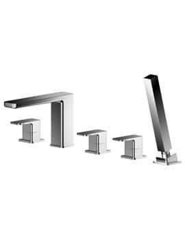 Nuie Windon 5 Hole Deck Mounted Chrome Bath Shower Mixer Tap With Kit - Image
