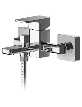 Nuie Windon Wall Mounted Chrome Bath Shower Mixer Tap With Kit - Image