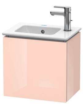 L-Cube 420mm Apricot Pearl High Gloss Wall Mounted 1 Door Vanity Unit
