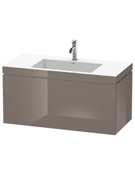 L-Cube 1000mm Flannel Grey High Gloss 1 Drawer Vanity Unit With C-Bonded Basin