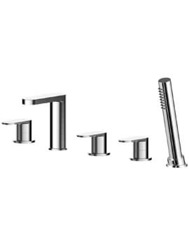 Nuie Binsey Deck Mounted 5 Hole Bath Shower Mixer Tap Chrome With Shower Kit - Image