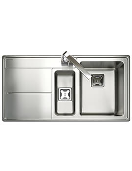 Rangemaster Arlington Stainless Steel Inset 985 x 508mm Brushed Finish 1.5 Bowl Kitchen Sink - Image