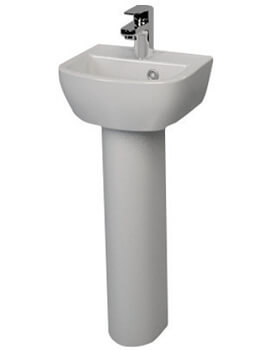 Lecico Atlas Geo 350mm Wide White Cloakroom Basin With Full Pedestal - Image