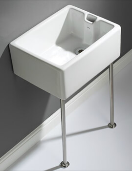 Lecico Atlas 600mm Wide White Belfast Sink With Legs And Bearers And Waste