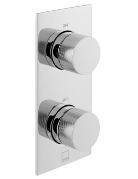 Vado Knurled 2 Outlet 2 Handle Chrome Vertical Thermostatic Valve - Image