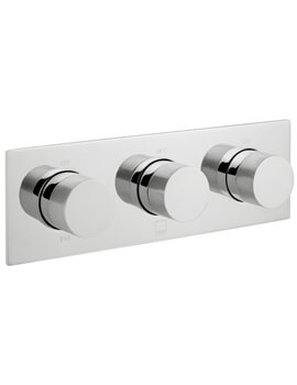 Vado Horizontal 3 Outlet Concealed Chrome Thermostatic Valve With 3 Knurled Handles