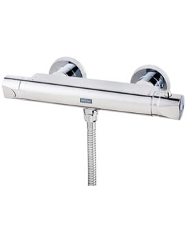 25mm Round Thermostatic Shower Bar Mixer Valve Taps Chrome Bathroom Twin Outlet TOP 3/4 BSP 21mm ,Bottom 1/2 BSP 