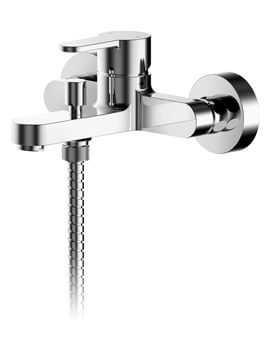 Nuie Arvan Single Lever Wall Mounted Chrome Bath Shower Mixer Tap With Kit - Image