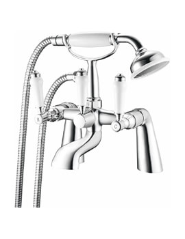 Nuie Bloomsbury Chrome Deck Mounted Bath Shower Mixer Tap With Kit - Image