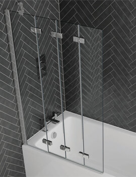Aquadart Venturi 6 Frameless 4 Fold Bath Screen With Polished Silver Profile