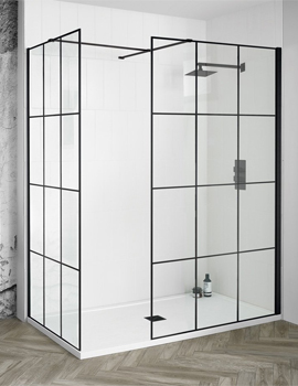 Aquadart Wetroom 8 Matrix Black Glass Panels - Image