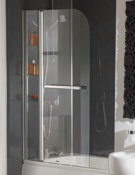 Cascade Curved Bath Screen With Rail And Glass Shelves