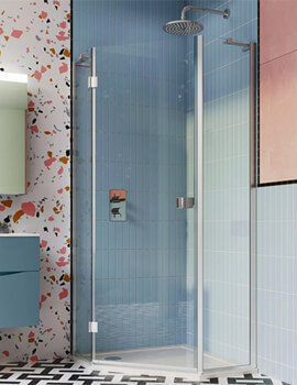Crosswater Design Plus Semi Frame-Less 900mm Silver Finish Pentagon Shower Enclosure - Image