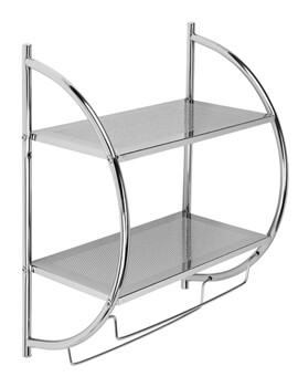 Croydex Chrome Wall Mounted Curved Shelving Unit And Towel Rack