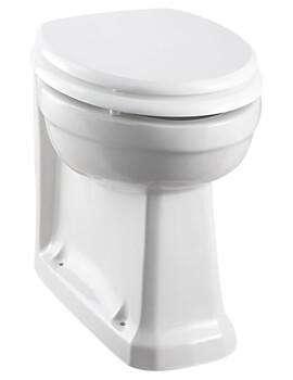Burlington 480mm White Rimless Back To Wall WC Pan With Soft Close Seat - Image