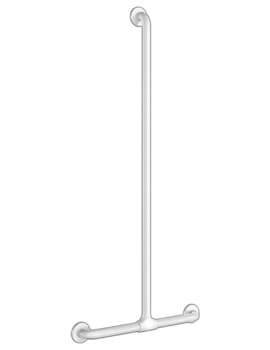 Delabie White T-Shaped Nylon Grab Bar With Sliding Vertical Bar - Image