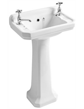Roper Rhodes Harrow Two Tap Hole Cloakroom Basin White And Pedestal - Image
