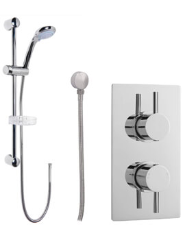 Nuie Twin Thermostatic Valve With Slide Rail Kit Chrome And Outlet Elbow - Image