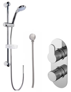 Nuie Arvan Twin Thermostatic Chrome Valve With Slide Rail Kit Or Shower Head - Image