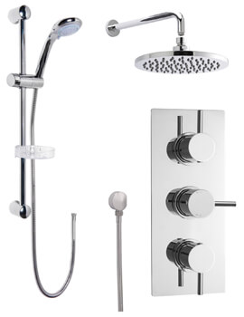Nuie Quest Triple Thermostatic Valve Chrome With Shower Kit And Head - Image