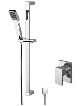 Nuie Windon Manual Shower Valve With Slide Rail Kit Chrome And Elbow - Image
