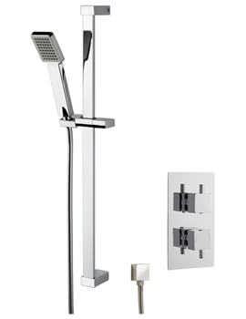 Nuie Concealed  Thermostatic Shower Valve With Slide Rail Kit Chrome And Elbow - Image