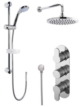 Nuie Arvan Triple Thermostatic Valve With Shower Kit Chrome And Fixed Head - Image