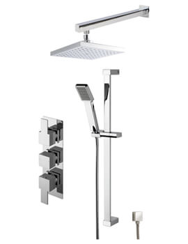 Nuie Triple Concealed  Thermostatic Chrome Valve With Shower Kit And Head - Image