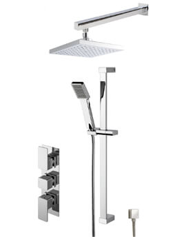 Nuie Windon Triple Thermostatic Chrome Shower Valve With Kit And Head - Image