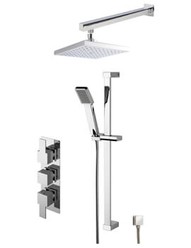 Nuie Sanford Triple Thermostatic Chrome Valve With Shower Kit And Head - Image