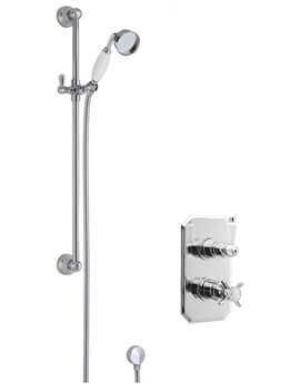 Nuie Beaumont Twin Chrome Shower Valve And Traditional Slider Rail Kit - Image