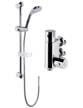 Nuie Vertical Thermostatic Chrome Bar Valve And Shower Kit - Image