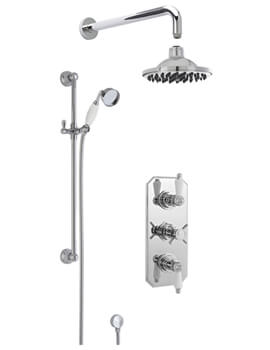 Nuie Beaumont Triple Thermostatic Chrome Valve With Shower Kit And Head - Image