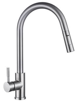 RAK Prague Chrome One Touch Pull Out Kitchen Sink Mixer Tap - Image