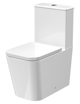 Ava 374 x 615mm White Square Back To Wall WC Pan With Cistern And Seat