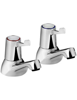 Pair Of Deck Mounted Chrome Bath Taps With 3 Inch Levers