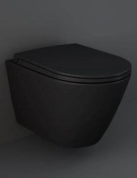 RAK Feeling Matt Black Wall-Hung Rimless WC Pan With Soft Close Seat - Image