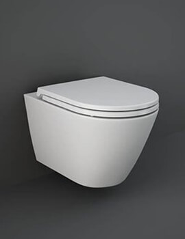 RAK Feeling Rimless Wall-Hung Matt White WC Pan And Soft Close Seat - Image