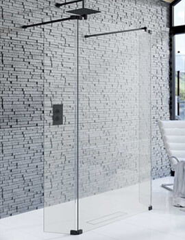 Kudos Ultimate Flat 10mm Glass Black Shower Panel - Image