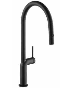Abode Tubist Single Lever Pull Out Black Kitchen Mixer Tap - Image