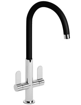 Abode Contemporary Linear Nero Chrome And Black Kitchen Mixer Tap - Image