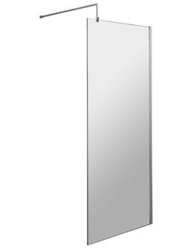 Nuie Wetroom Walk-In Shower Panel With Support Bar 700mm to 1400mm - WRSC070